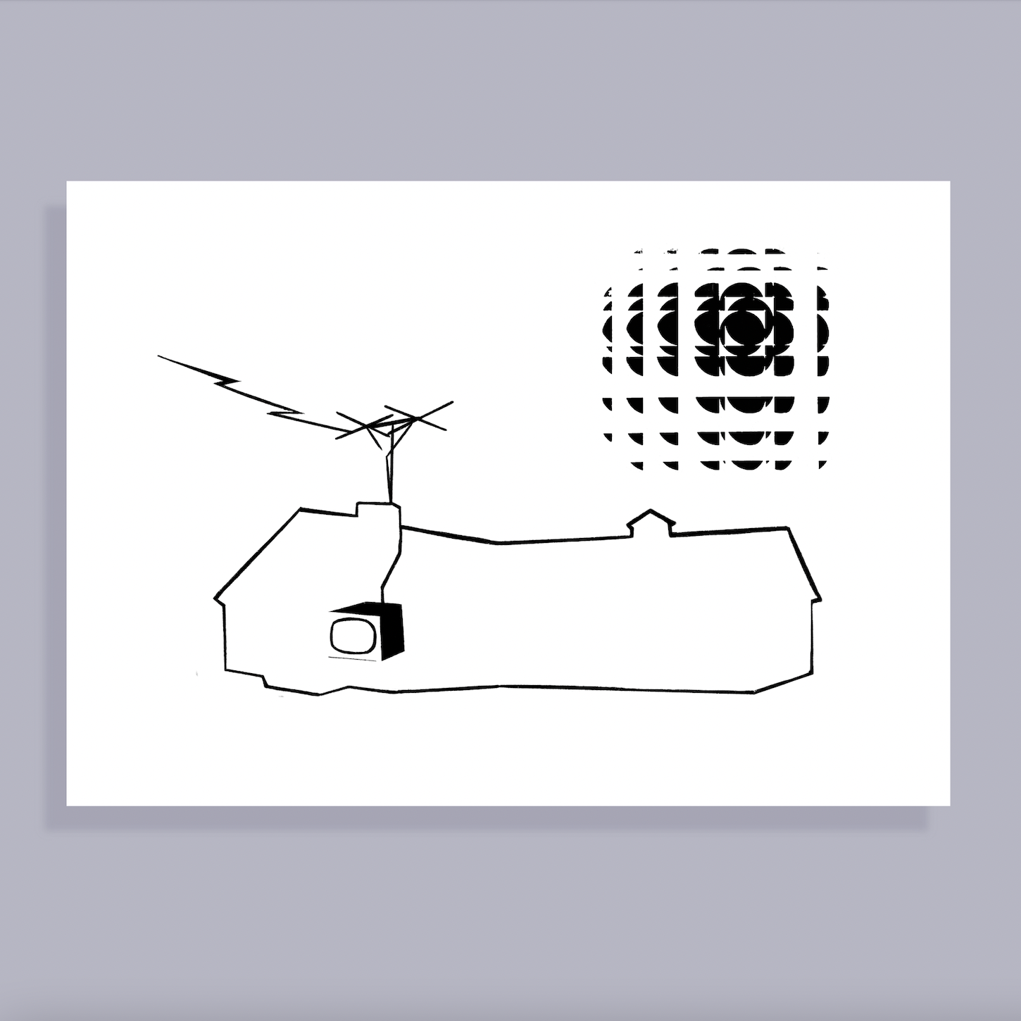 Watching The Reflection Of The Television Flicker | A3 Riso Print